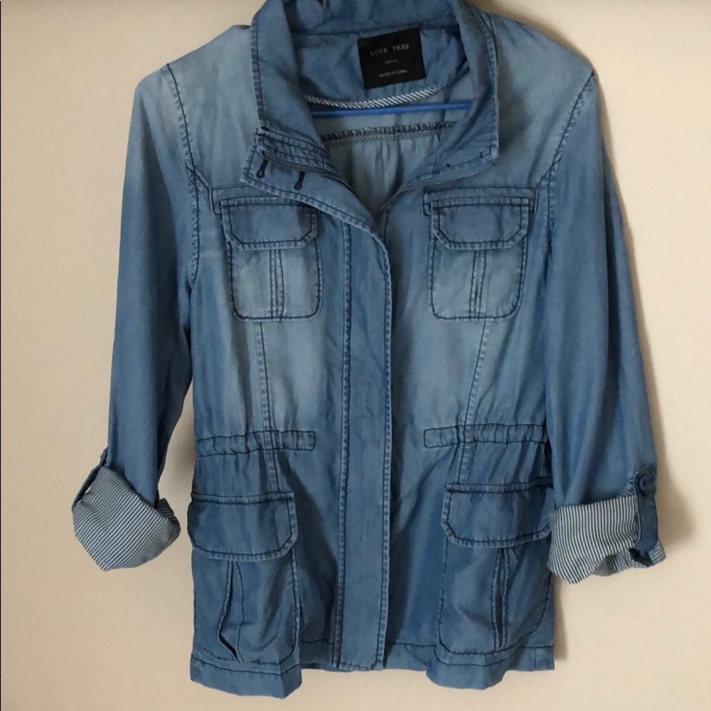 Chambray Utility Jacket with Roll Sleeves